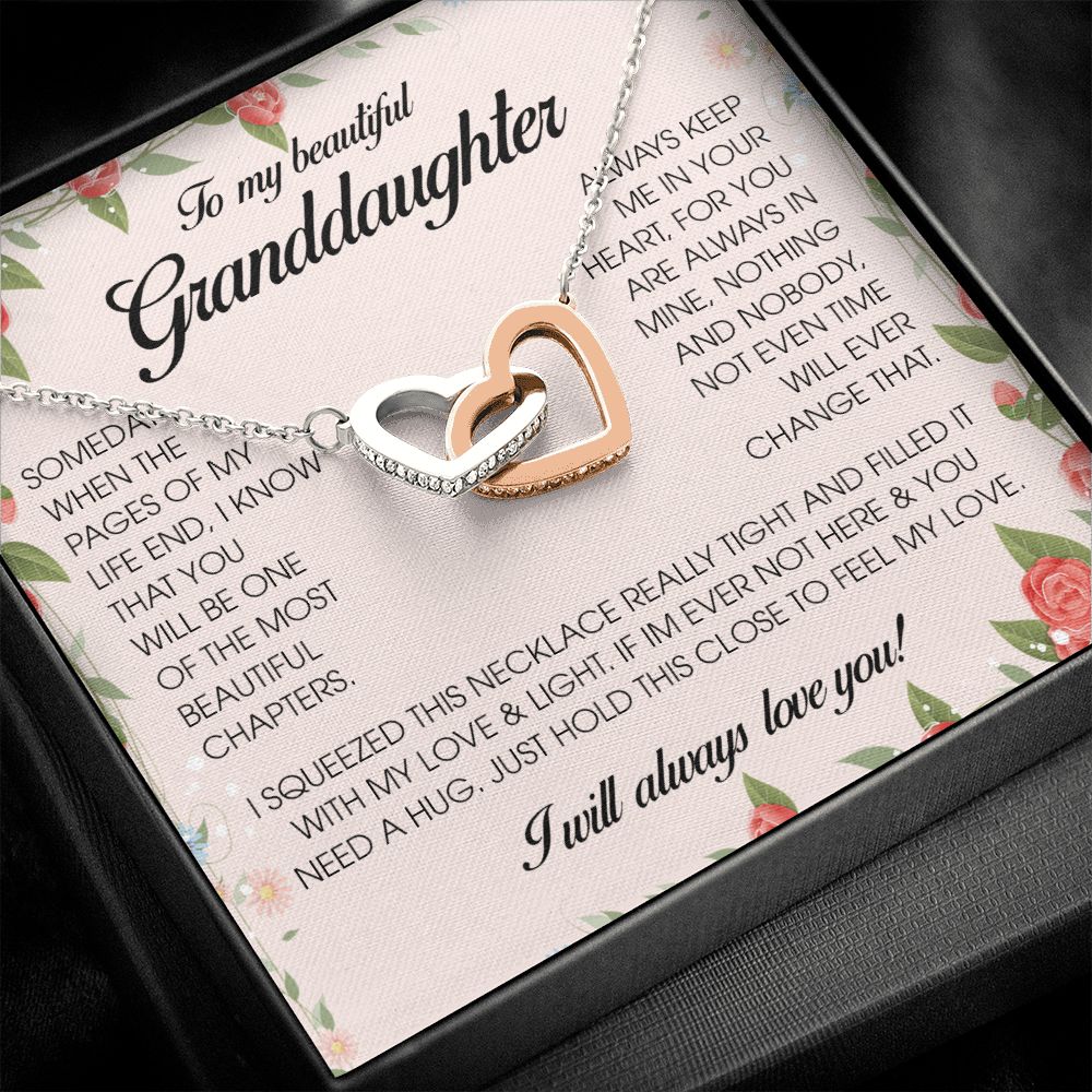 To My Beautiful Granddaughter, Interlocking Heart Necklace