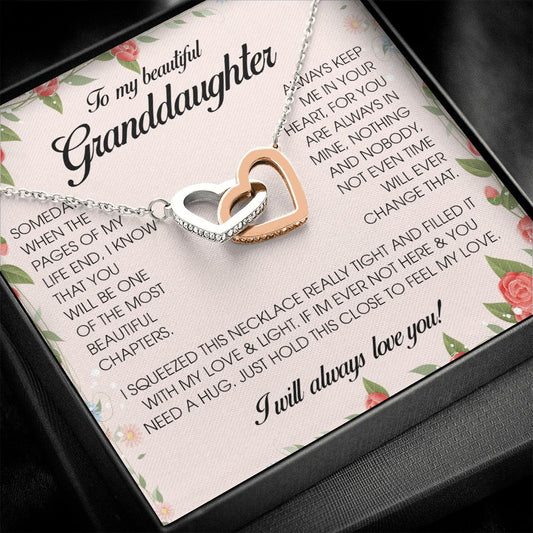 To My Beautiful Granddaughter, Interlocking Heart Necklace