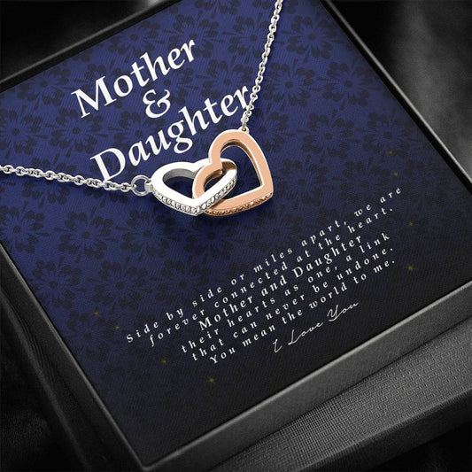 Interlocking Heart Necklace, Mother and Daughter Gift