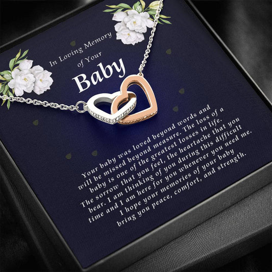 Interlocking Heart Necklace, In Memory of Your Baby
