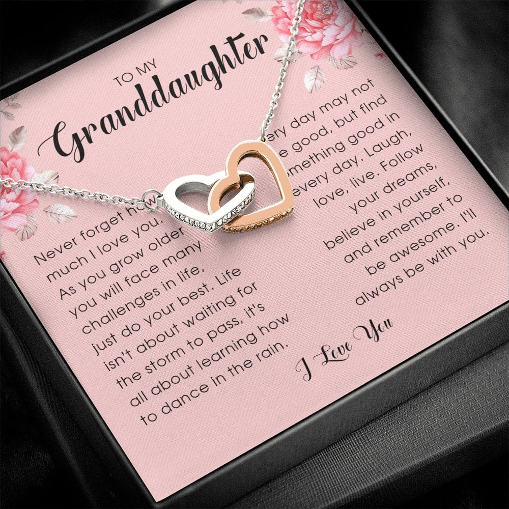 To My Granddaughter, Interlocking Heart Necklace