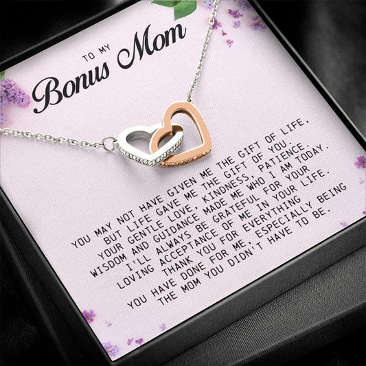 Bonus Mom Gift, Interlocking Heart Necklace