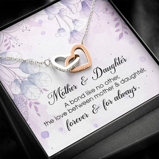 Mother & Daughter Gift, Interlocking Heart Necklace