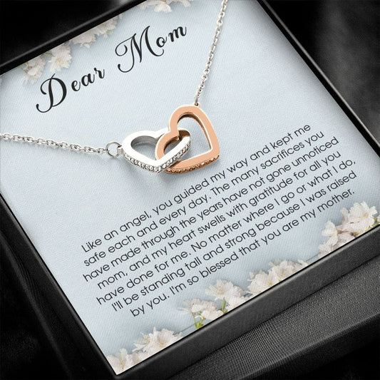 Dear Mom Gift, Interlocking Heart Necklace