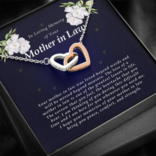 Interlocking Heart Necklace, In Loving Memory of Your Mother In Law