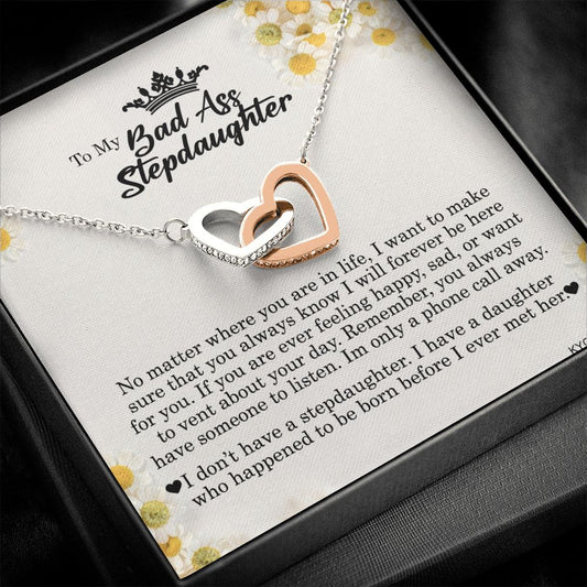To My Badass Stepdaughter, Interlocking Heart Necklace