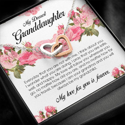 To My Dearest Granddaughter, Interlocking Heart Necklace