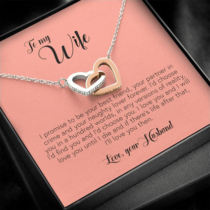 To My Wife, Interlocking Heart Necklace