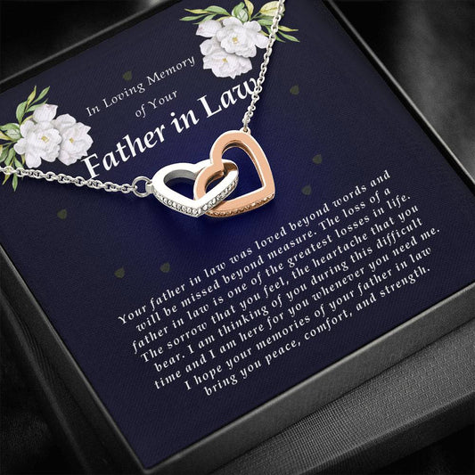 Interlocking Heart Necklace, In Memory of Your Father In Law