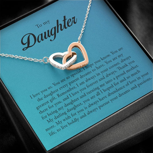 To My Daughter, Interlocking Heart Necklace
