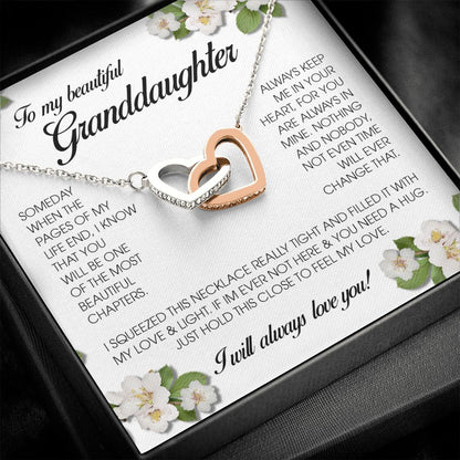 To My Beautiful Granddaughter, Interlocking Heart Necklace