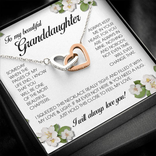 To My Beautiful Granddaughter, Interlocking Heart Necklace