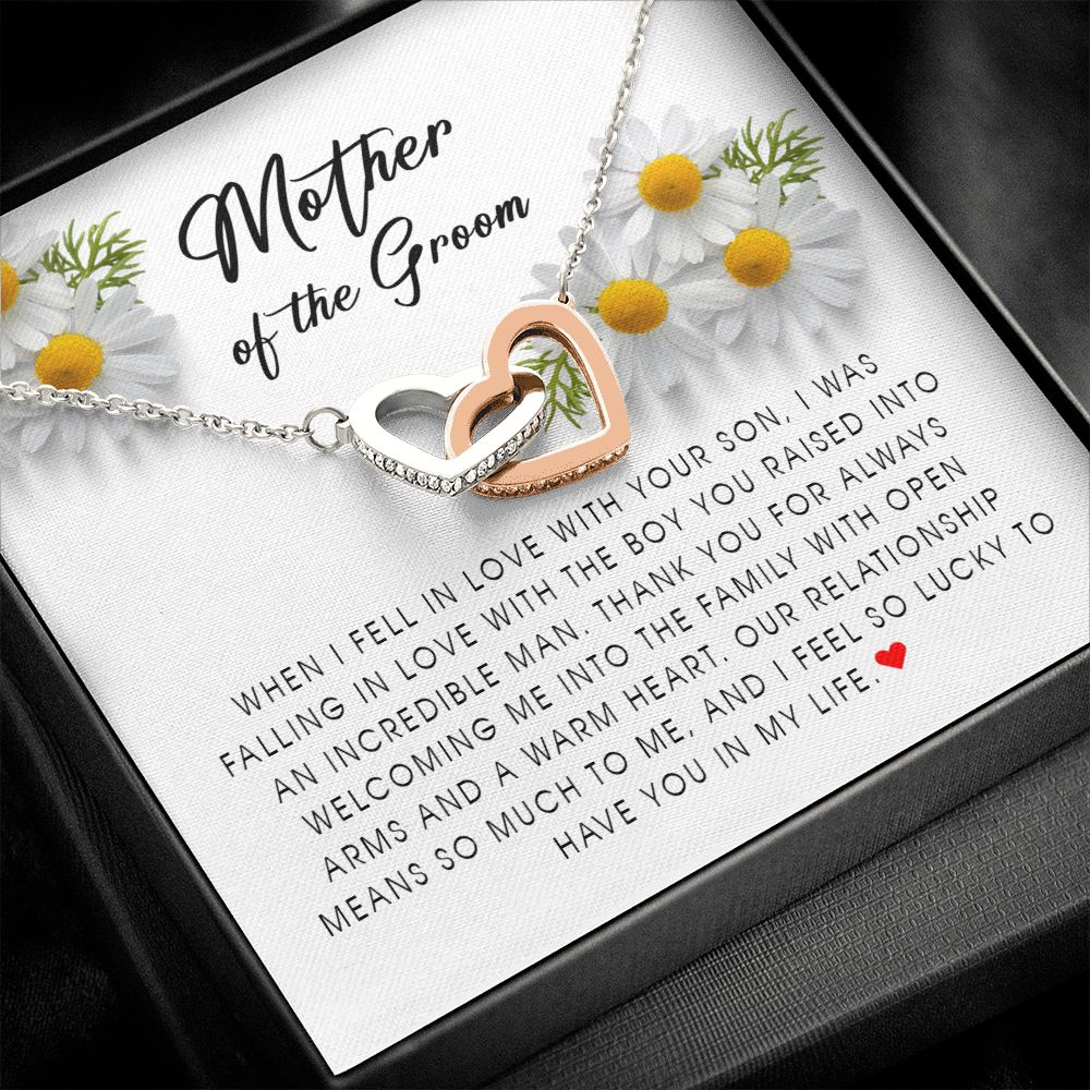 Mother of The Groom Gift, Interlocking Heart Necklace