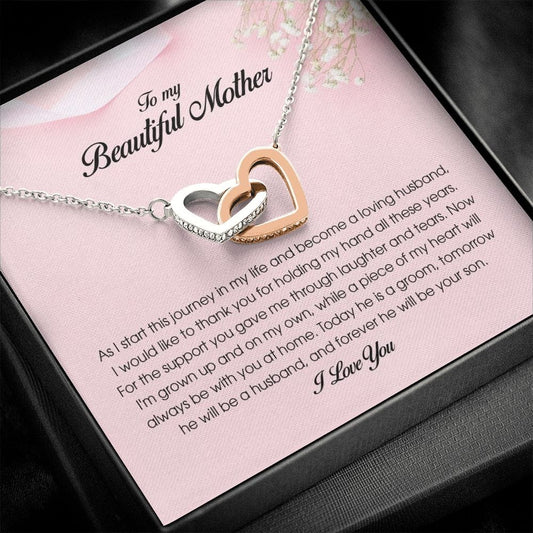 To My Beautiful Mother, Interlocking Heart Necklace