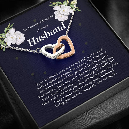 Interlocking Heart Necklace, In Loving Memory of Your Husband