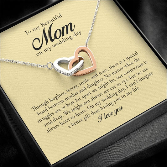 To My Beautiful Mom on My Wedding Day, Interlocking Heart Necklace