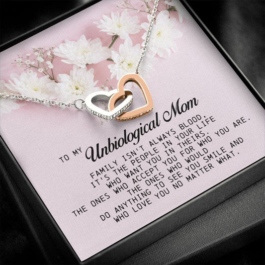 To my Unbiological Mom, Interlocking Heart Necklace