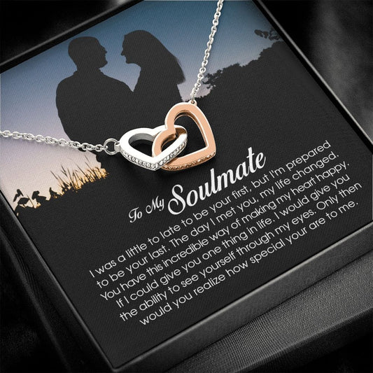 To My Soulmate, Interlocking Heart Necklace