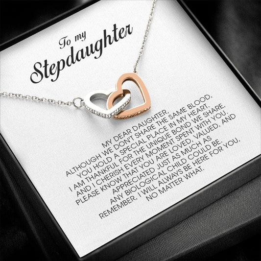 To My Stepdaughter Gift, Interlocking Heart Necklace