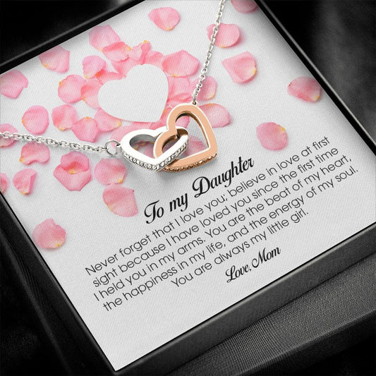 To My Daughter, Interlocking Heart Necklace