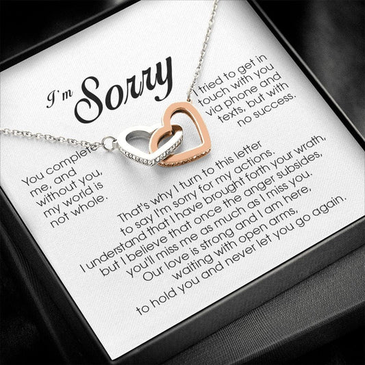 I'm Sorry Gift, Interlocking Heart Necklace