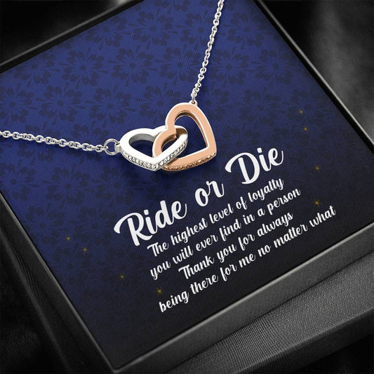 Interlocking Heart Necklace, Ride or Die Gift