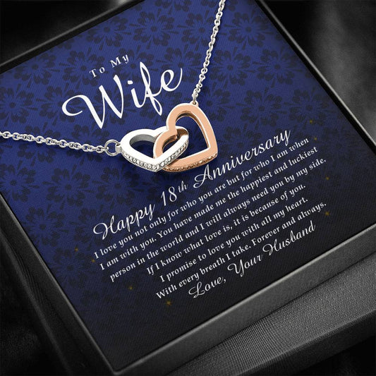 Interlocking Heart Necklace, Happy 18th Anniversary
