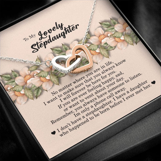 To My Lovely Stepdaughter, Interlocking Heart Necklace