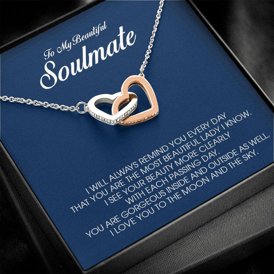 To My Soulmate, Interlocking Heart Necklace