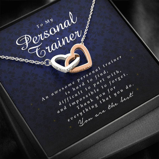 Interlocking Heart Necklace, Thank You Gift for Personal Trainer