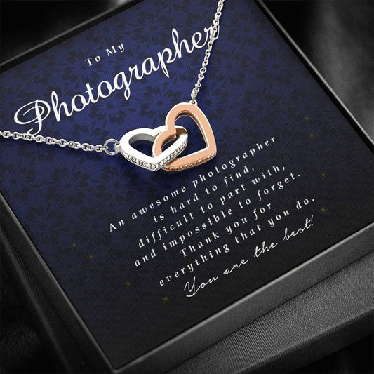 Interlocking Heart Necklace, Thank You Gift for Photographer
