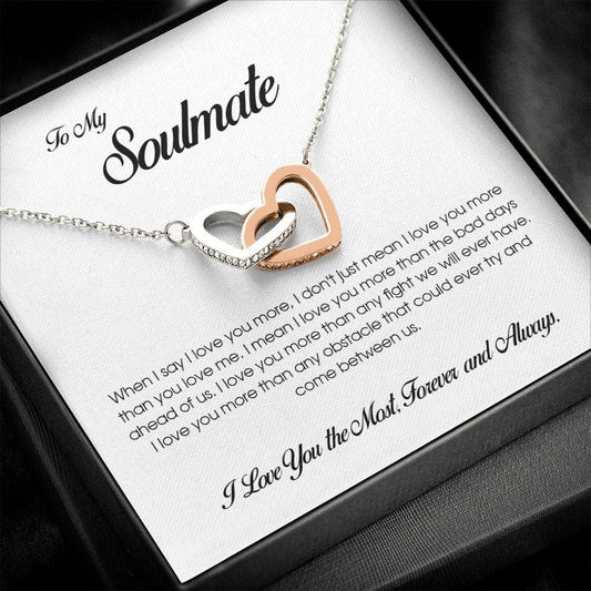 To My Soulmate, Interlocking Heart Necklace