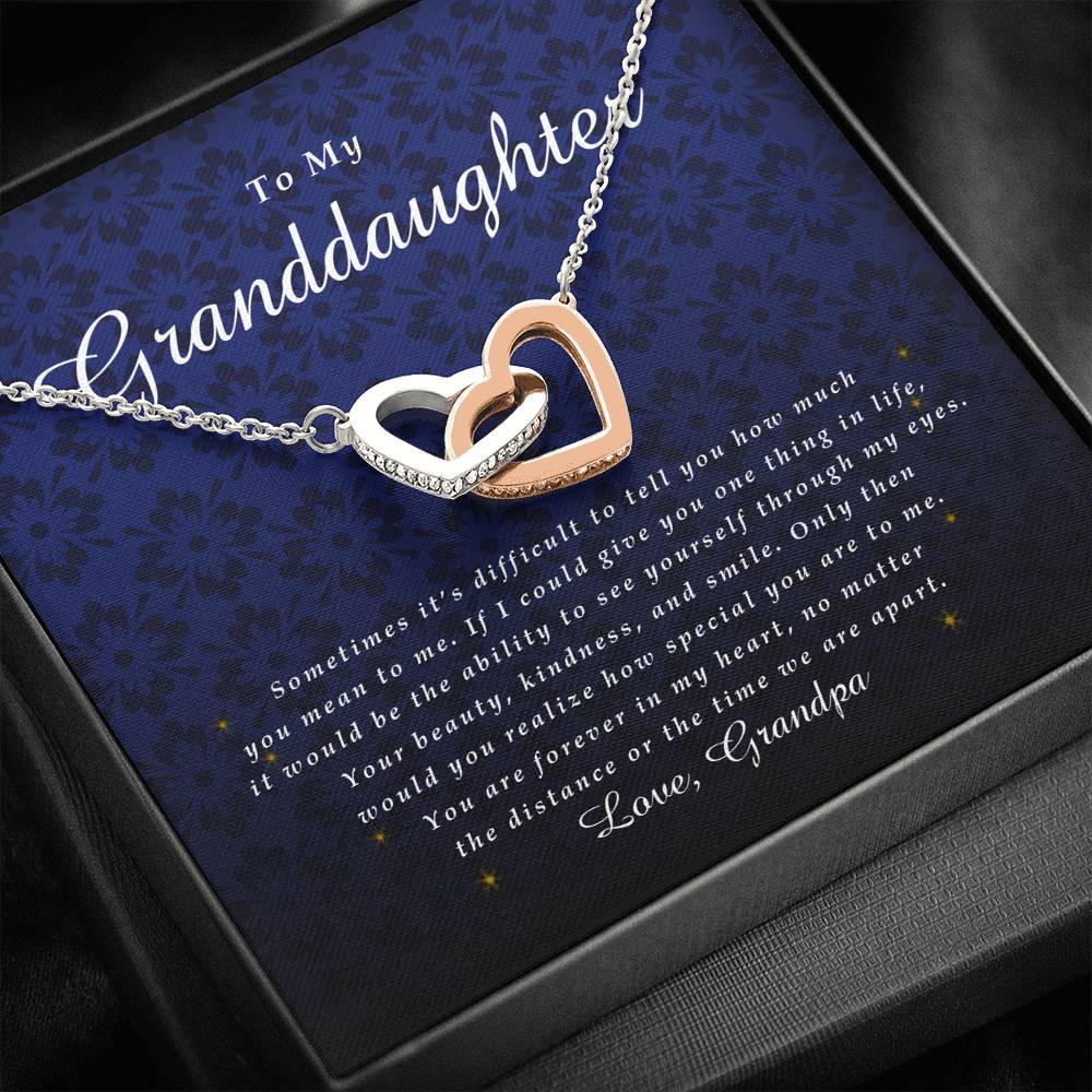 Interlocking Heart Necklace, Granddaughter Gift