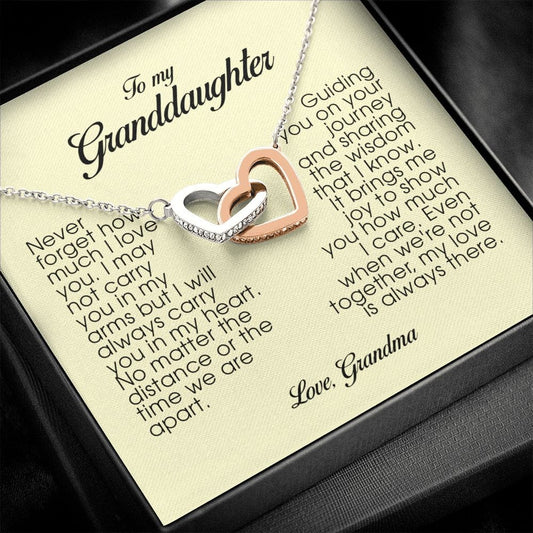 Granddaughter Gift, Interlocking Heart Necklace, Gift from Grandma
