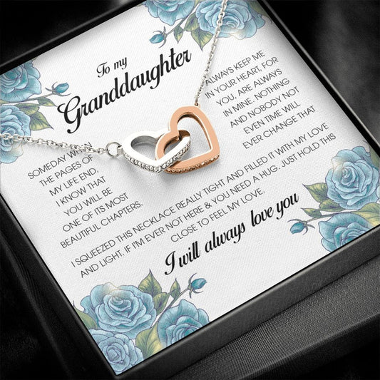 To My Granddaughter, Interlocking Heart Necklace