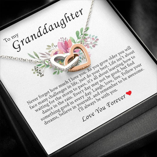 To My Granddaughter "I'll Always Be With You" Interlocking Heart Necklace