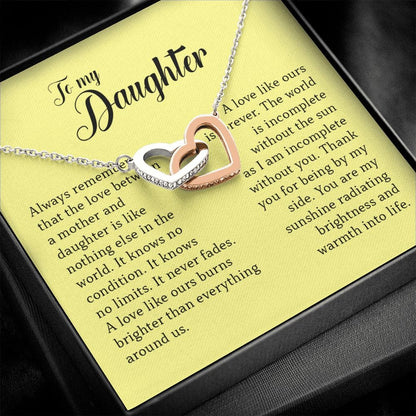 To My Daughter, Interlocking Heart Necklace