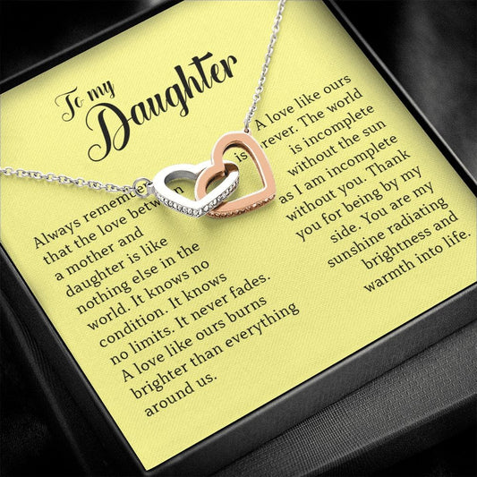 To My Daughter, Interlocking Heart Necklace