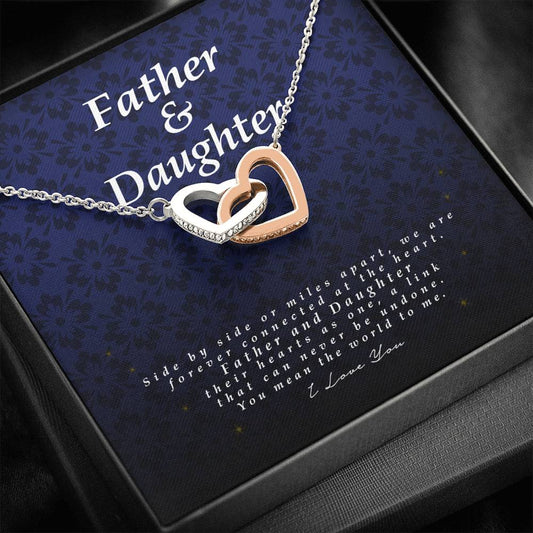 Interlocking Heart Necklace, Father and Daughter Gift