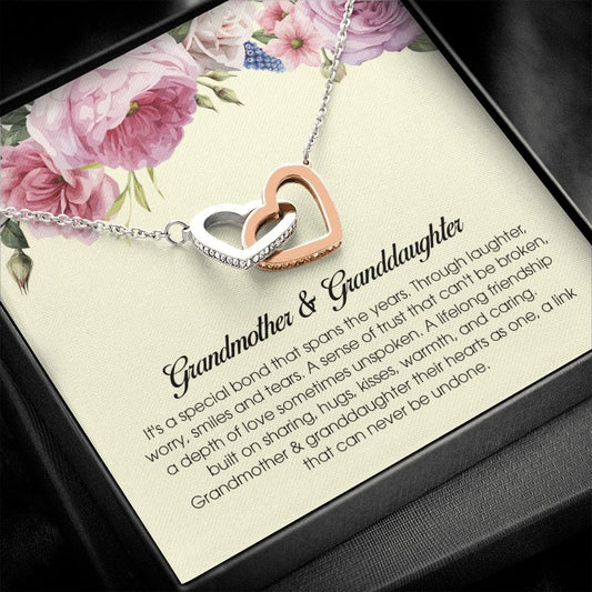 Grandmother and Granddaughter Gift, Interlocking Heart Necklace