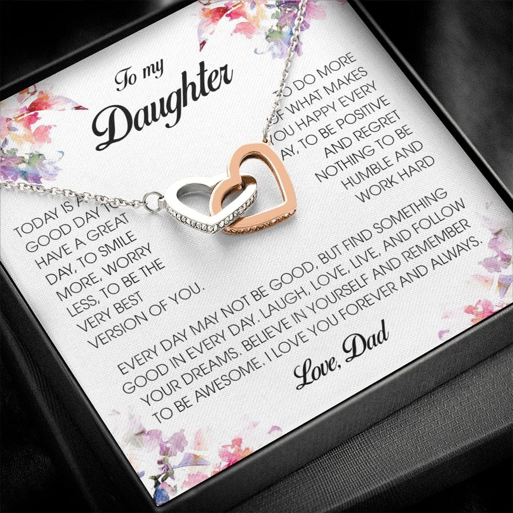 To My Daughter, Interlocking Heart Necklace