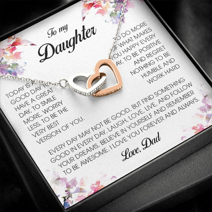 To My Daughter, Interlocking Heart Necklace