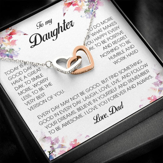 To My Daughter, Interlocking Heart Necklace