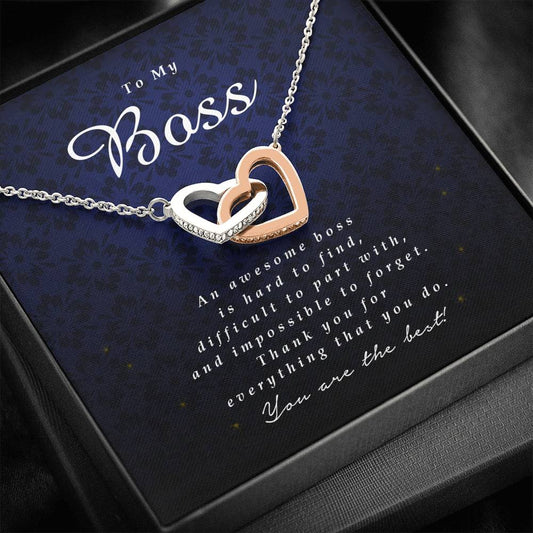 Interlocking Heart Necklace, Thank You Gift for Boss