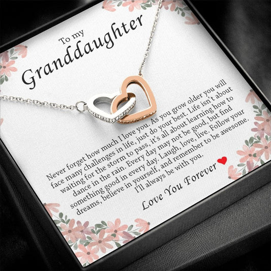 To My Granddaughter, Interlocking Heart Necklace