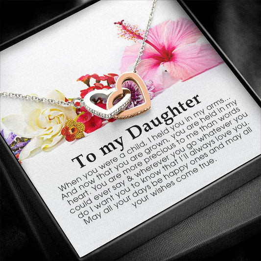 To My Daughter, Interlocking Heart Necklace