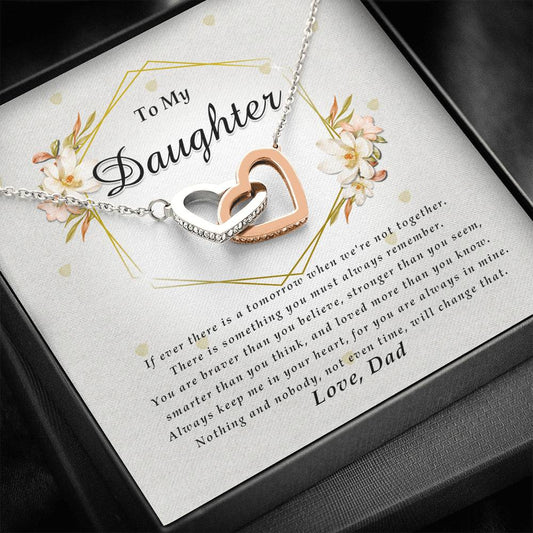 Interlocking Heart Necklace, Daughter Gift from Dad