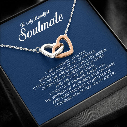 To My Soulmate, Interlocking Heart Necklace