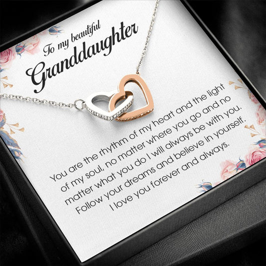 To My Beautiful Granddaughter, Interlocking Heart Necklace