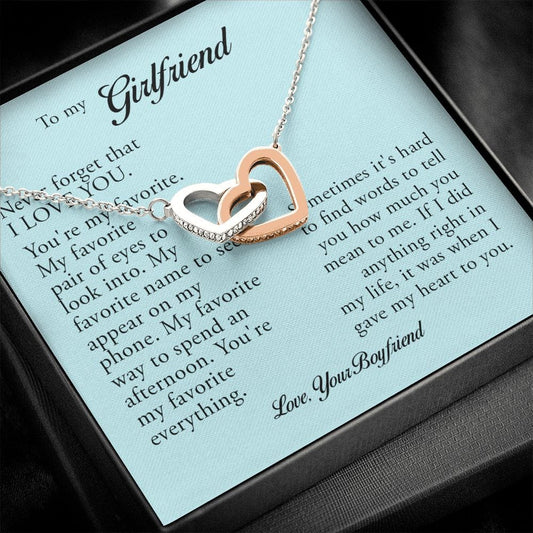 To My Girlfriend, Interlocking Heart Necklace